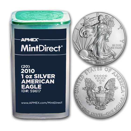 2010 1 oz Silver American Eagles (20-Coin MintDirect® Tube) 2010 1 oz Silver American Eagles (20-Coin MintDirect® Tube)